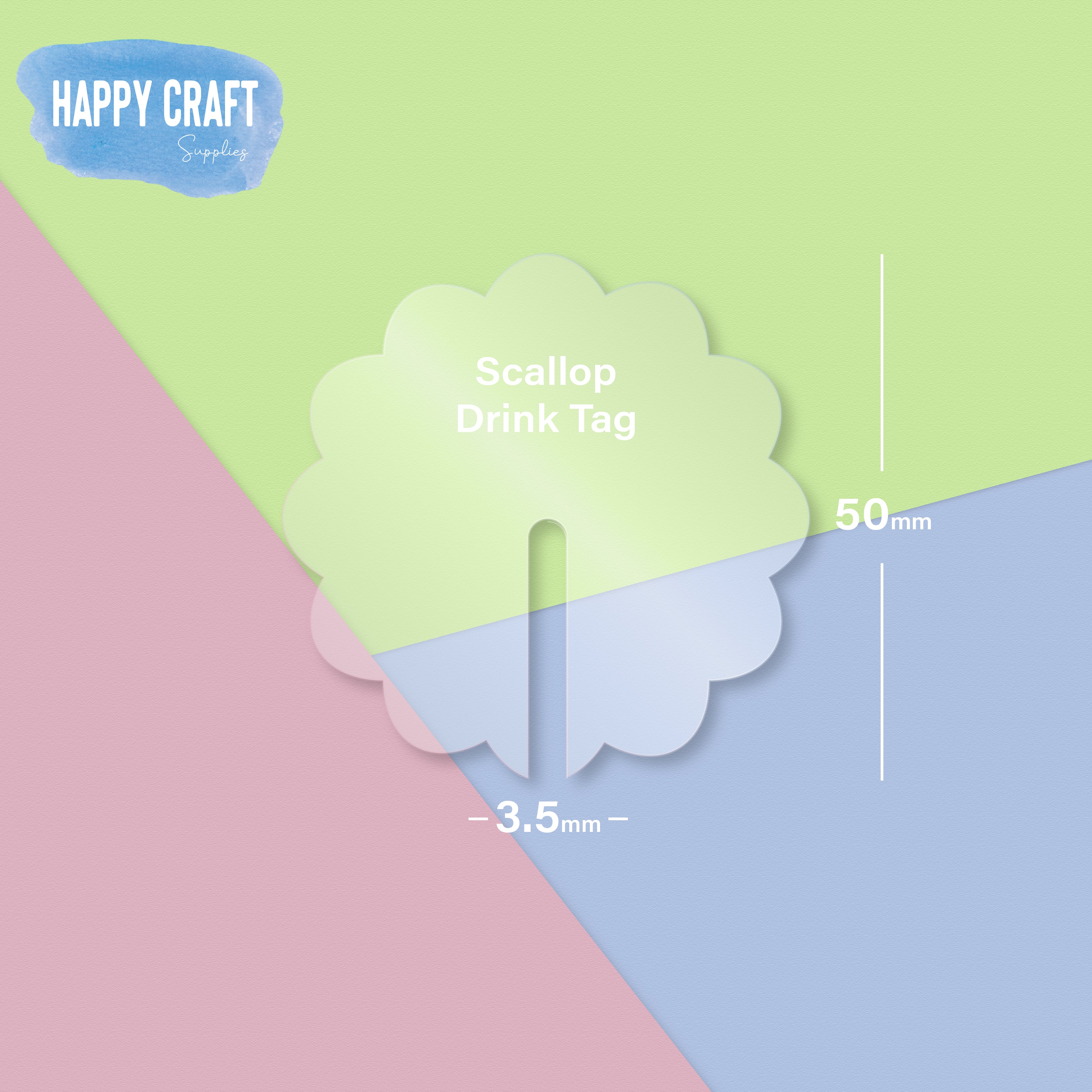 Acrylic Blank Scallop Drink Tags