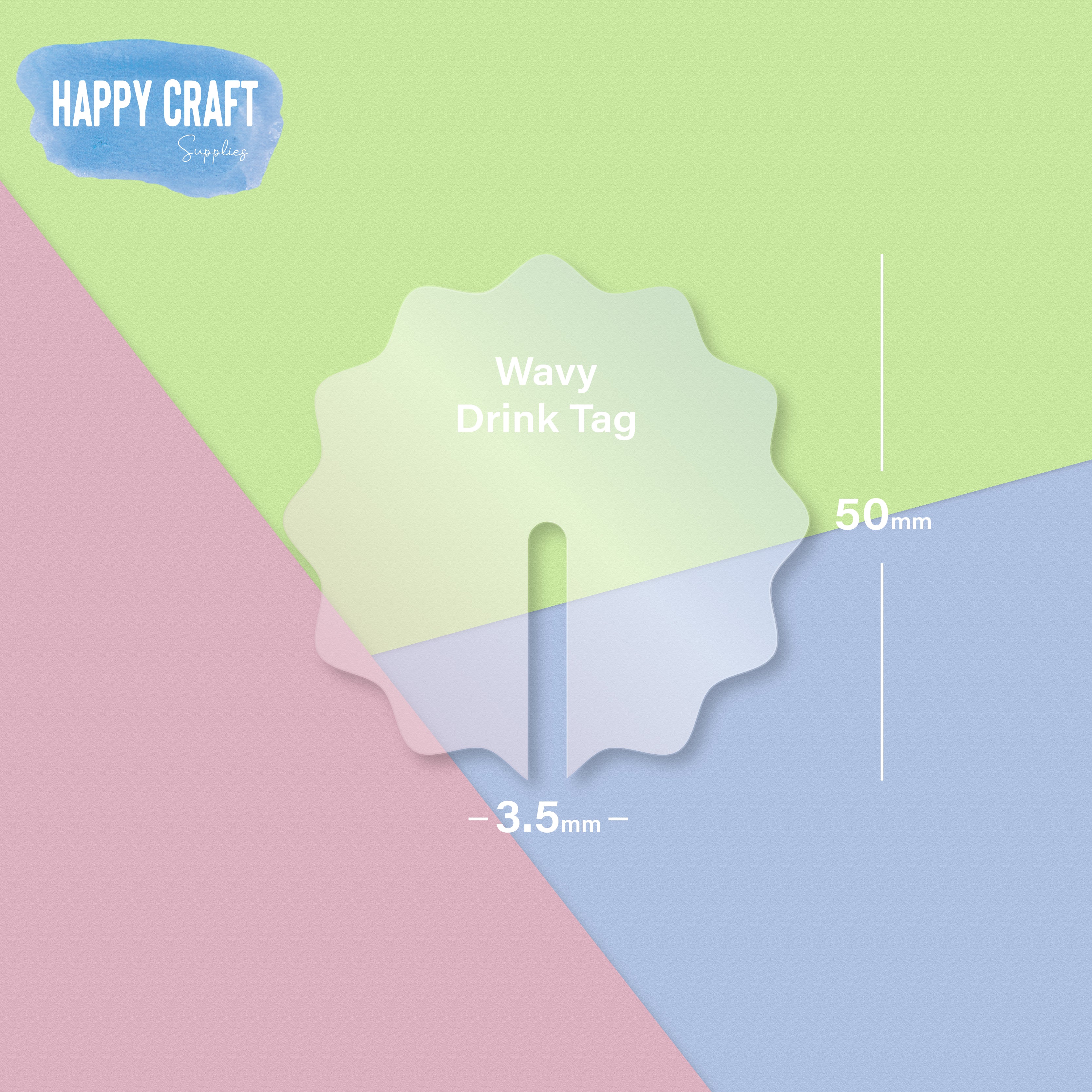 Acrylic Blank Wavy Drink Tags