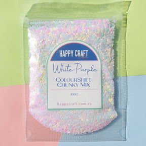 Chunky Glitter Colour Shift Mix - White -> Purple