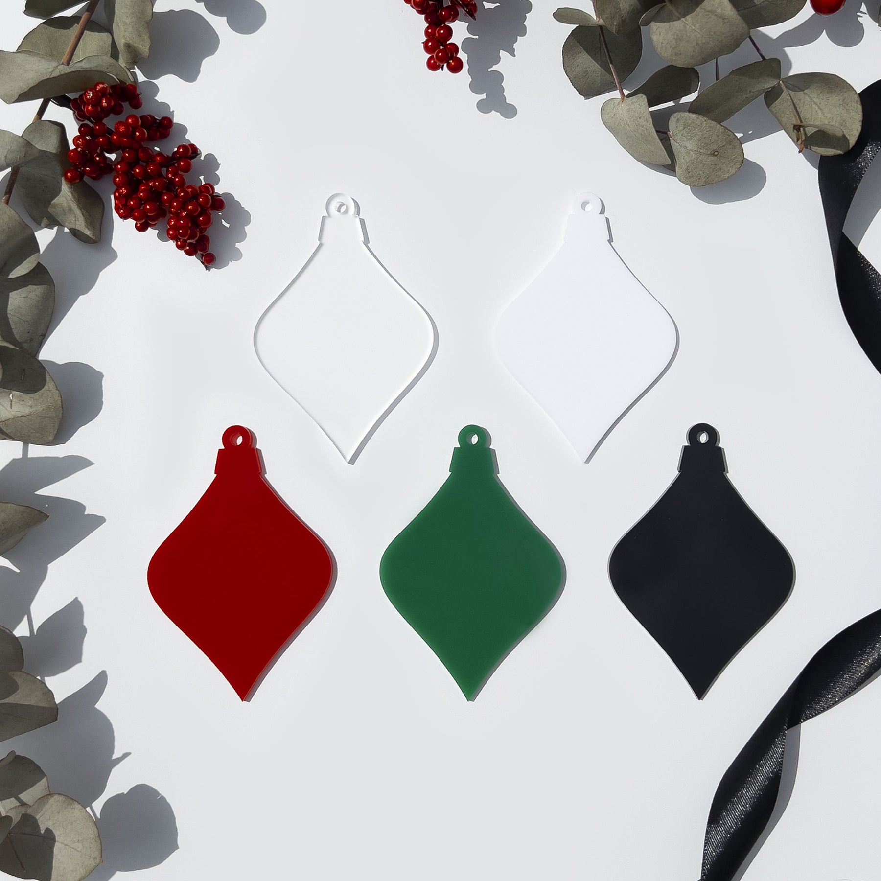 Acrylic Blank Droplet Bauble - Solid Colours