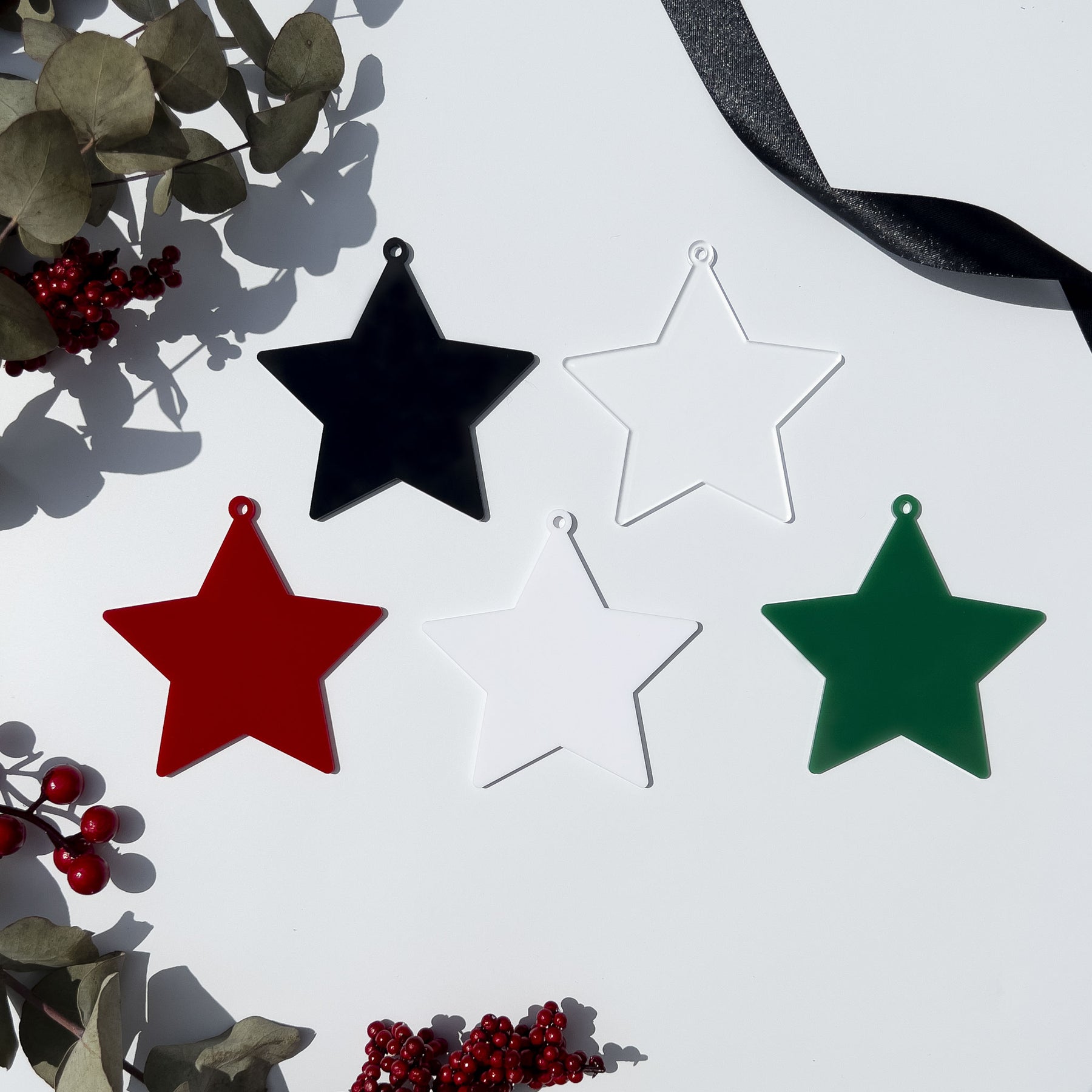 Acrylic Blank Star Baubles - Solid Colours