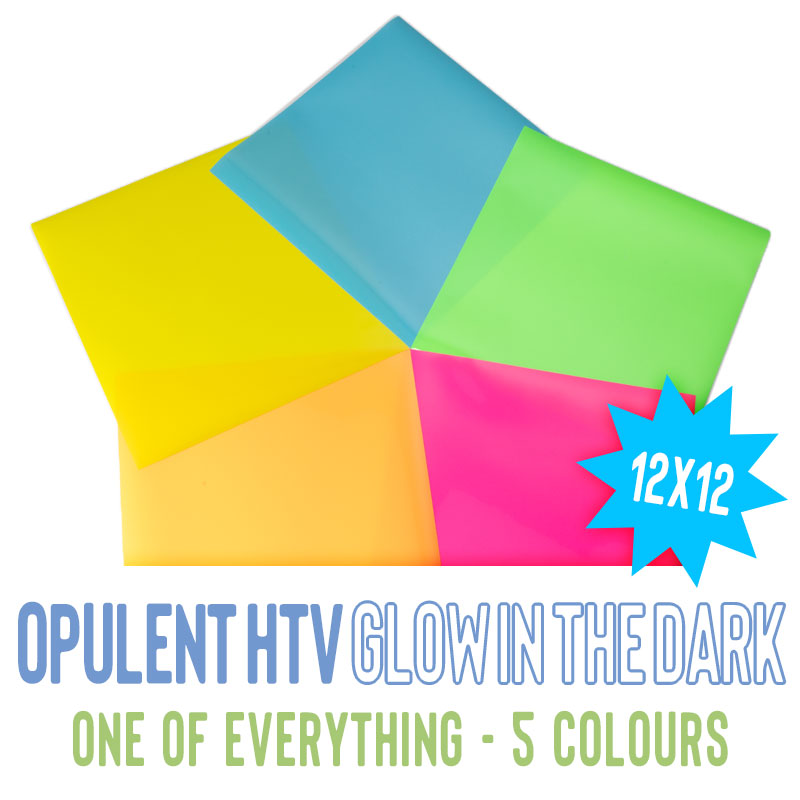 Opulent® HTV - Glow In The Dark 12inch x 12inch 5pce PACK