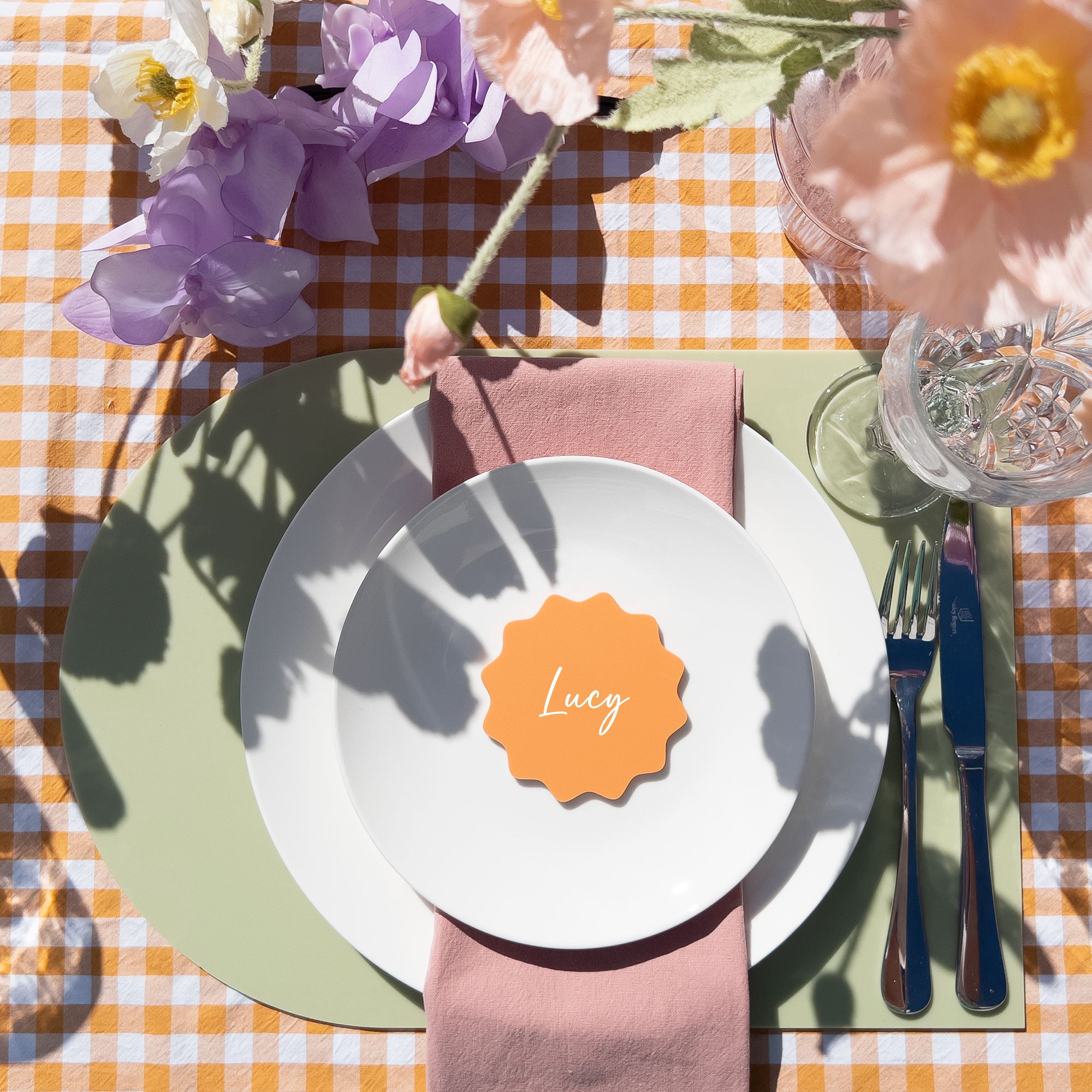 Acrylic Blank Place Card Flat - Wavy Circle 90mm