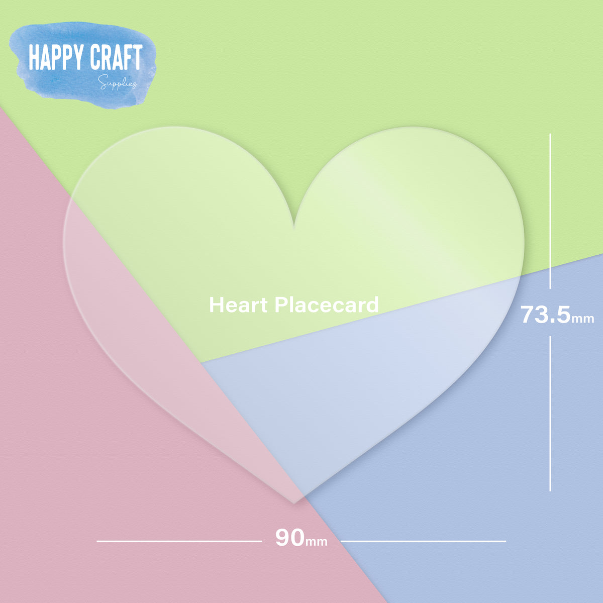 Acrylic Blank Place Card Flat - Heart