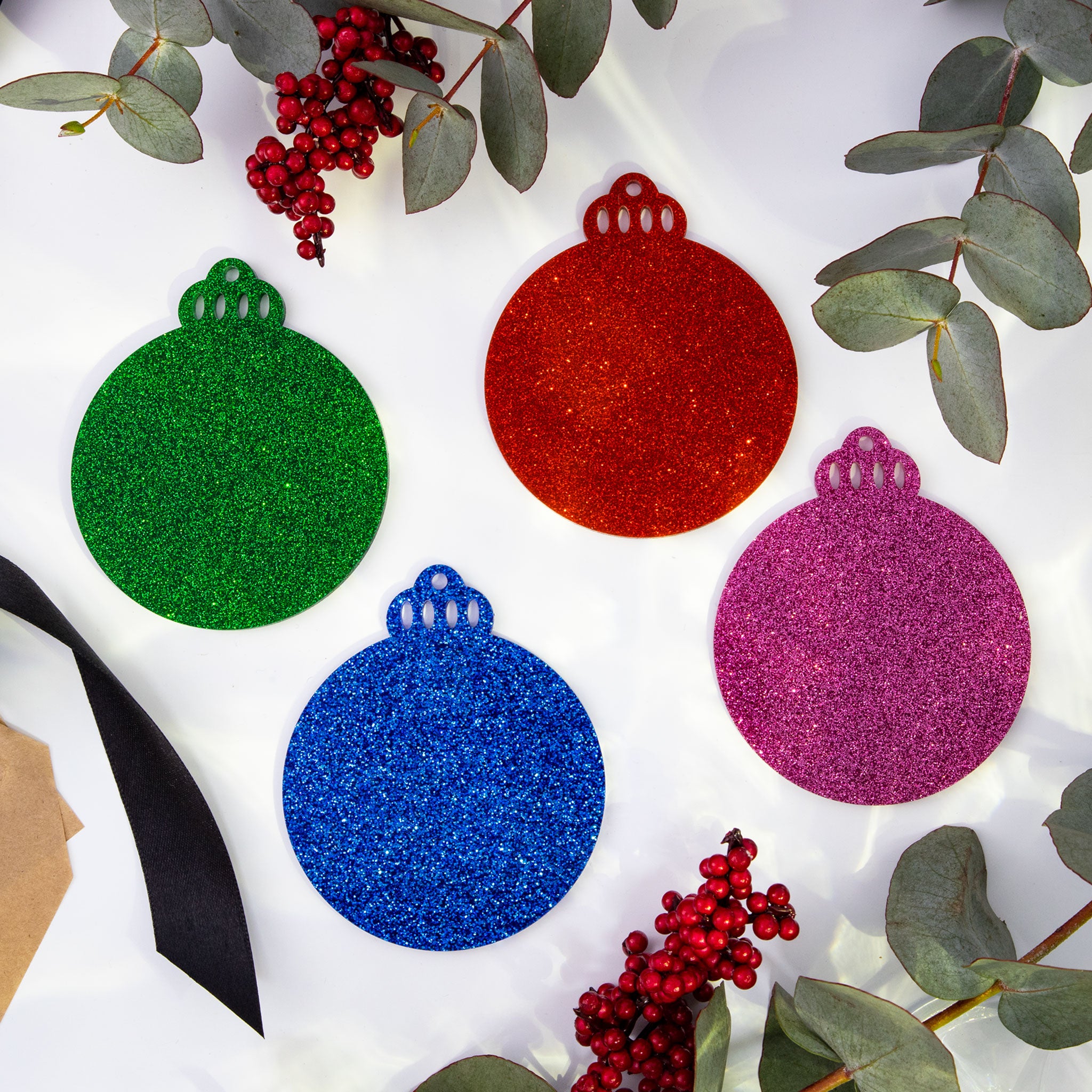 Acrylic Blank Baubles - Glitter Colours