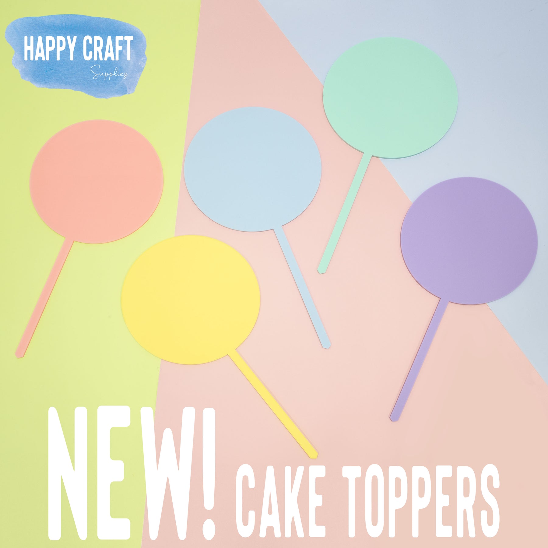 Acrylic Cake Topper Round Cupcake Topper Blank Cake Topper Stick