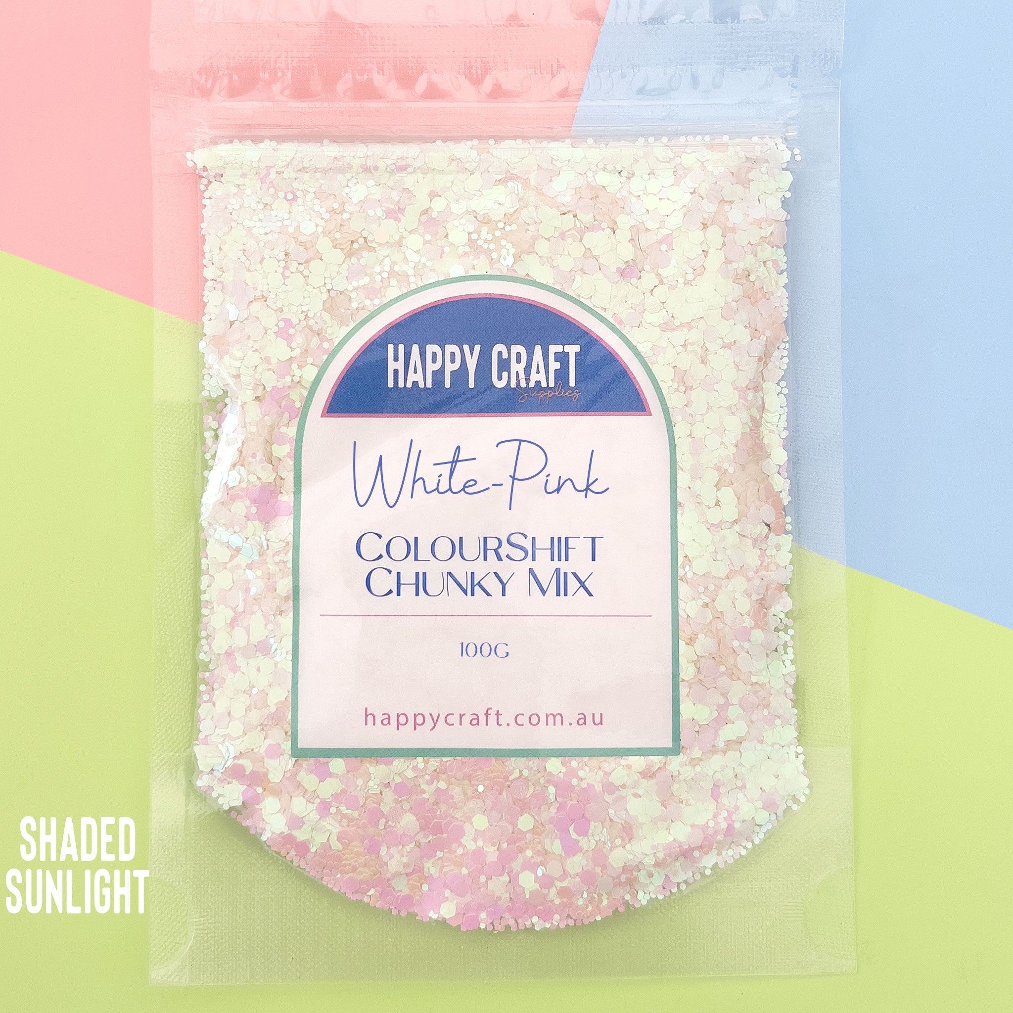 Chunky Glitter Colour Shift Mix - White -> Pink