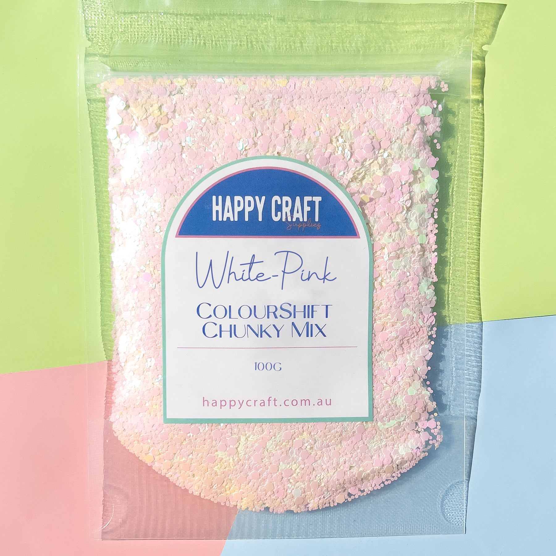 Chunky Glitter Colour Shift Mix - White -> Pink