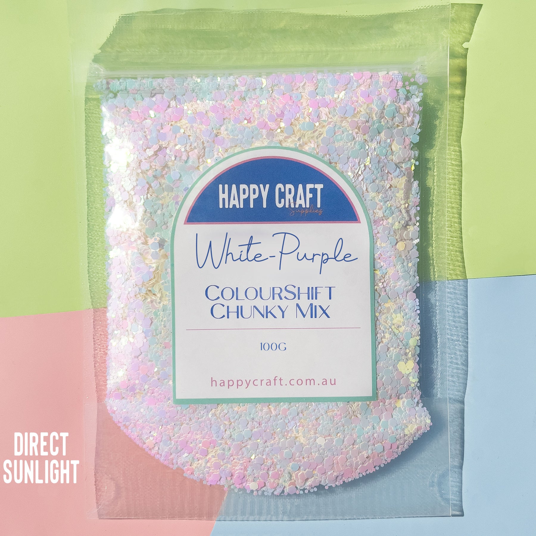 Chunky Glitter Colour Shift Mix - White -> Purple