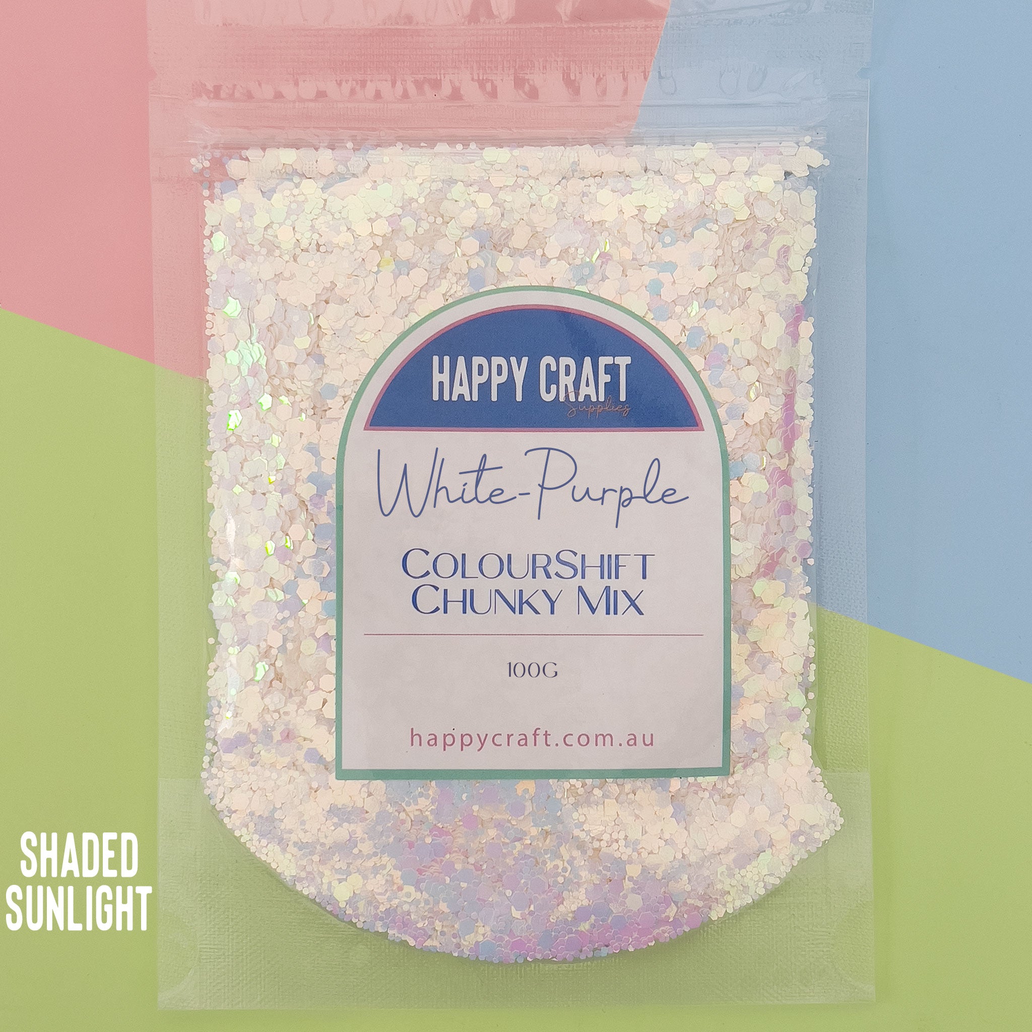 Chunky Glitter Colour Shift Mix - White -> Purple