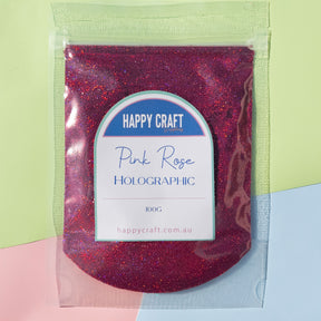 Fine Glitter Bag Holographic - Pink Rose