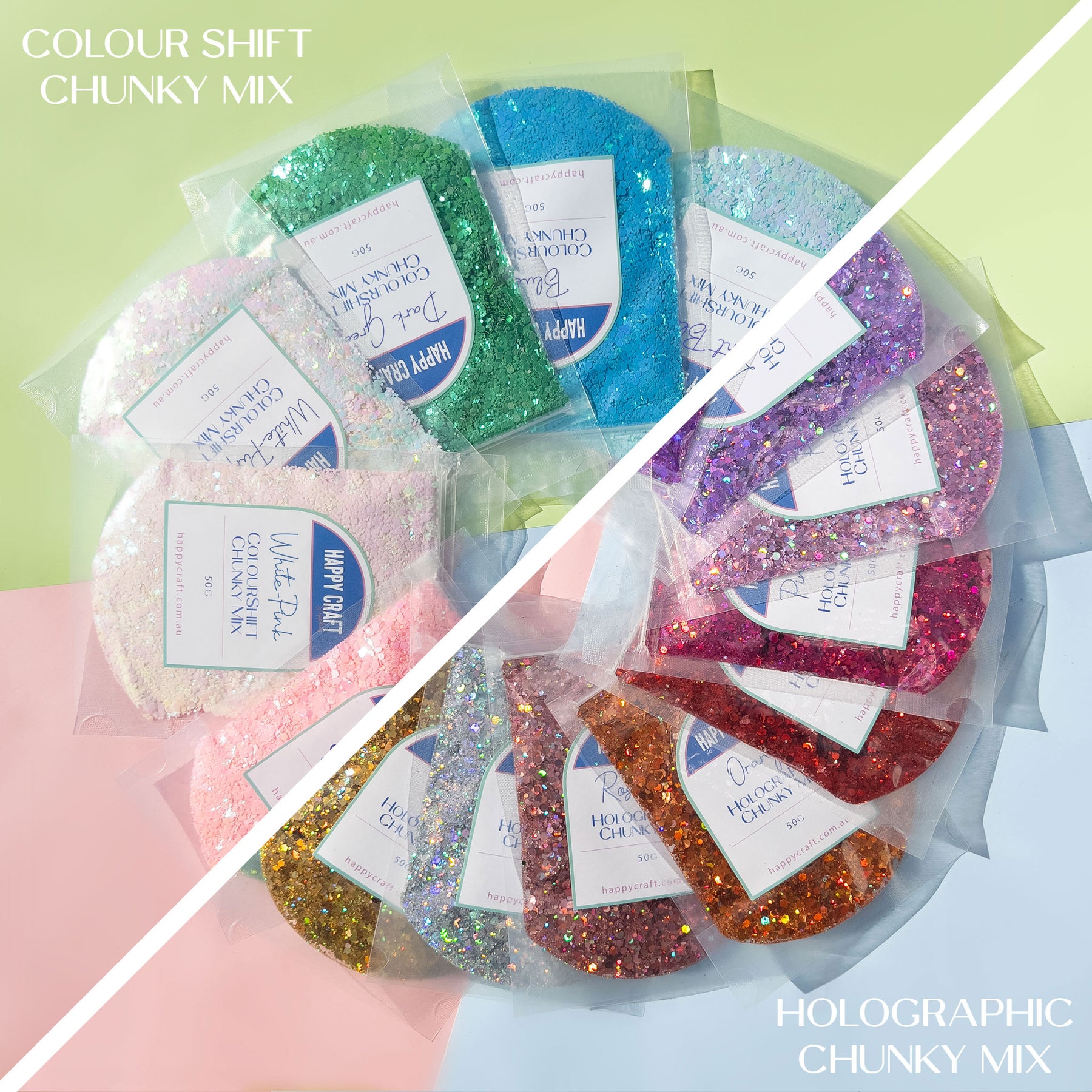 Holographic & Colour Shift Chunky Glitter - 25 PCE PACK