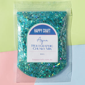 Chunky Glitter Mix Holographic - Aqua