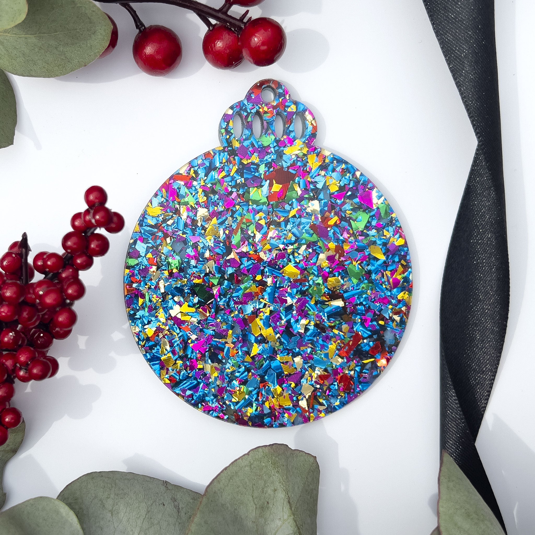 Acrylic Blank Baubles - Chunky Glitter Colours