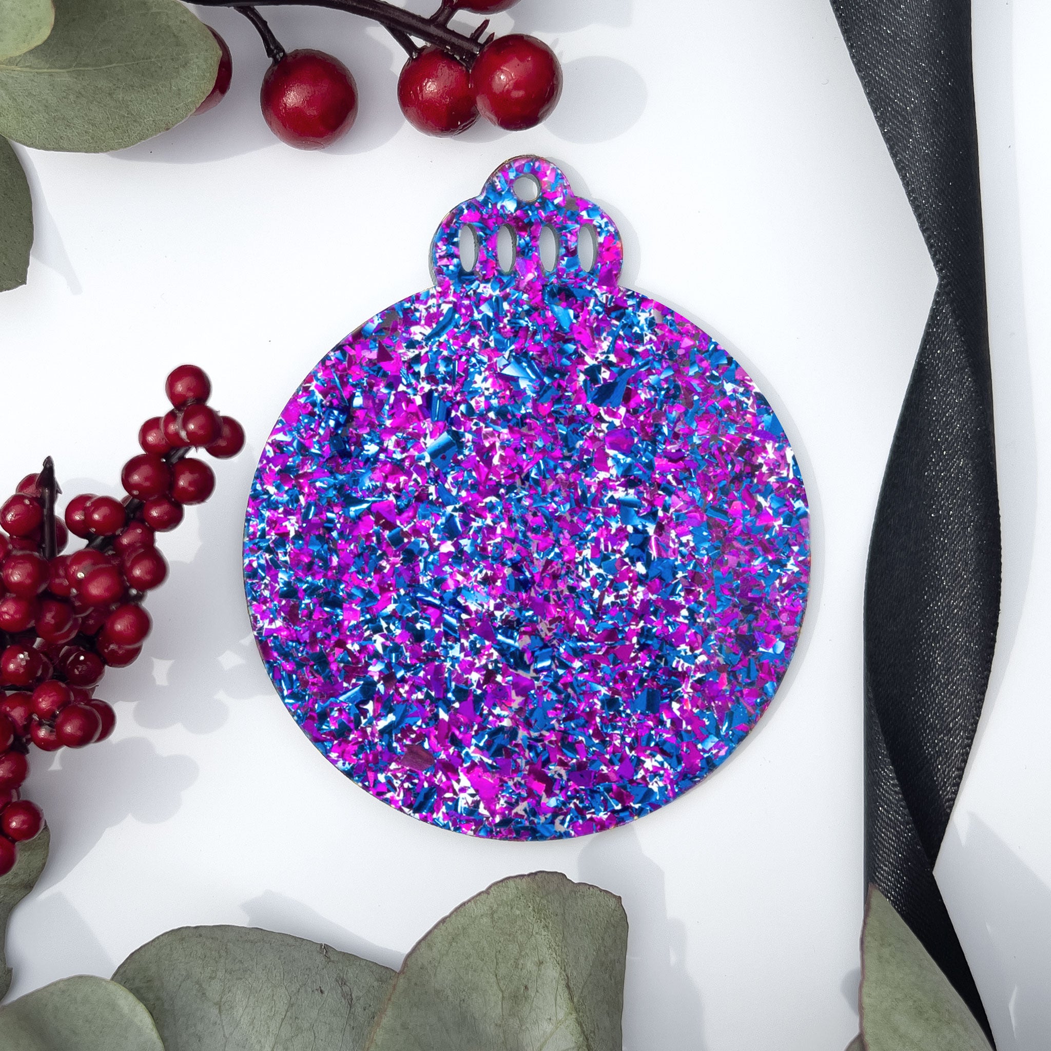 Acrylic Blank Baubles - Chunky Glitter Colours