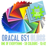 ORACAL 651 GLOSS Permanent Adhesive Vinyl - 12inch X 12inch PACK