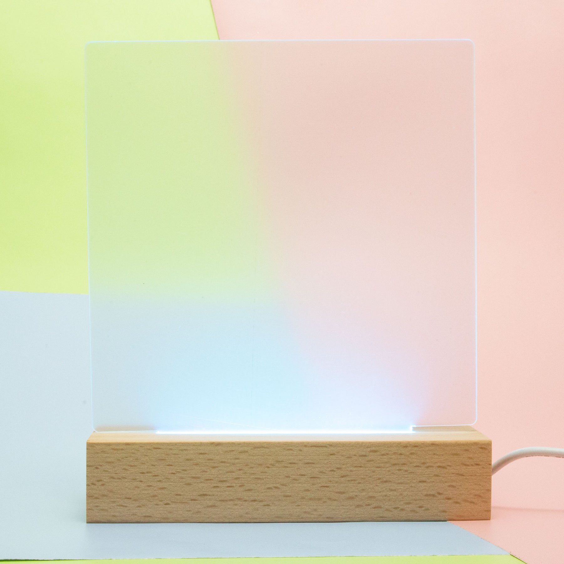 LED Night Light - Rectangle Wood Base Colour Light