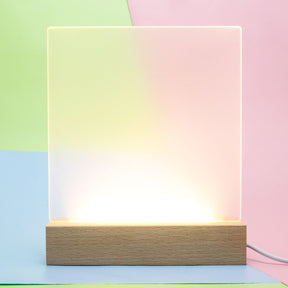 LED Night Light - Rectangle Wood Base Warm Light
