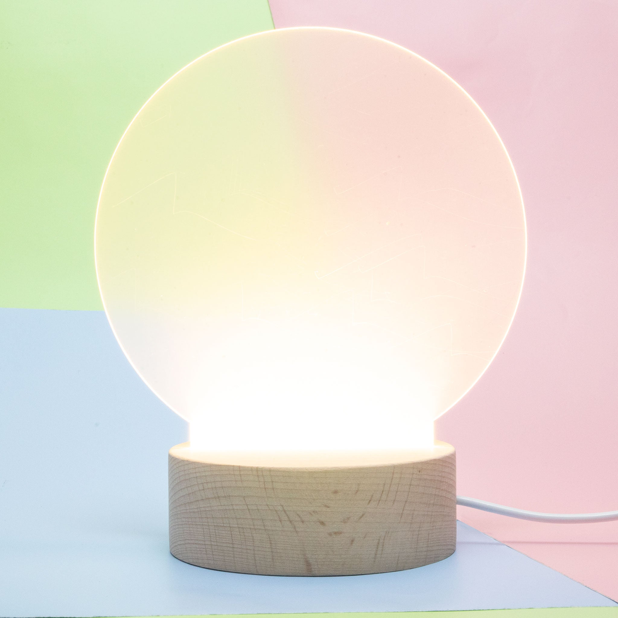 LED Night Light - Round Wood Base Warm Light