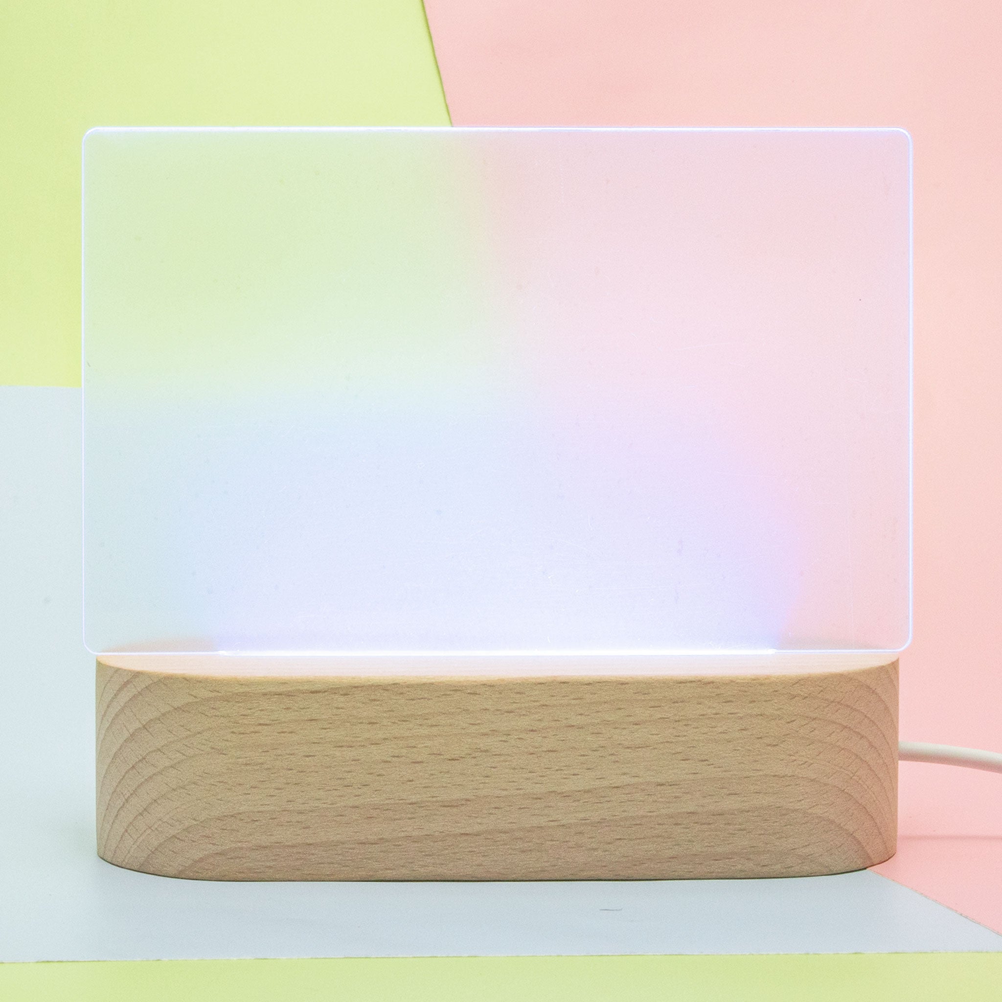 LED Night Light - Oval Wood Base Colour Light