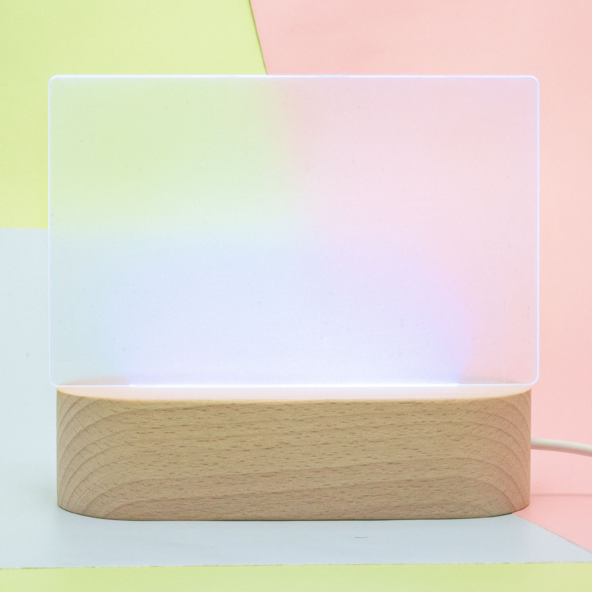 LED Night Light - Oval Wood Base Colour Light