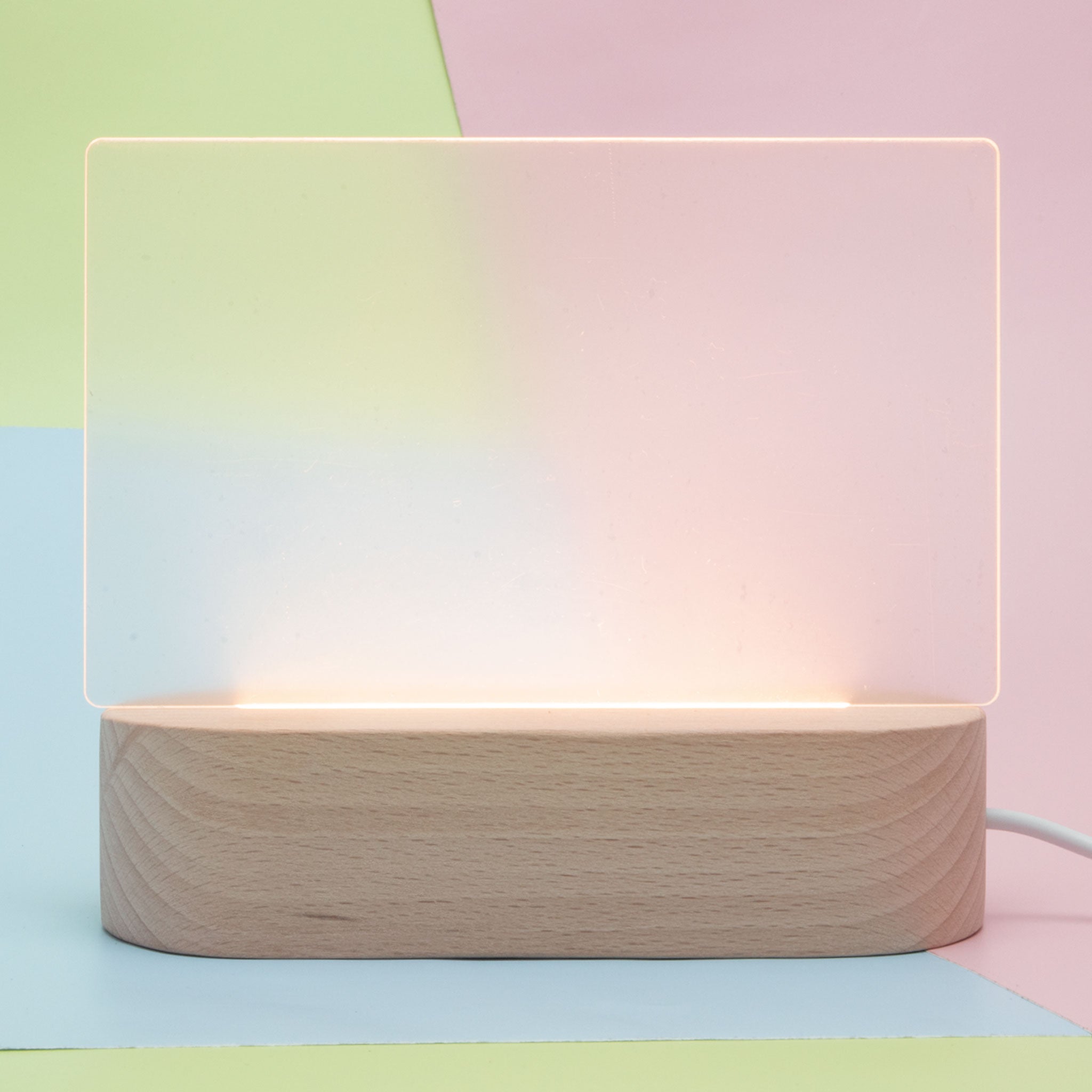 LED Night Light - Oval Wood Base Warm Light